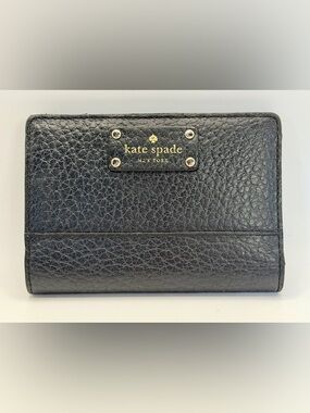 Pre-Loved Kate Spade NY Black Pebbled Bifold Leather Wallet w/Callouts